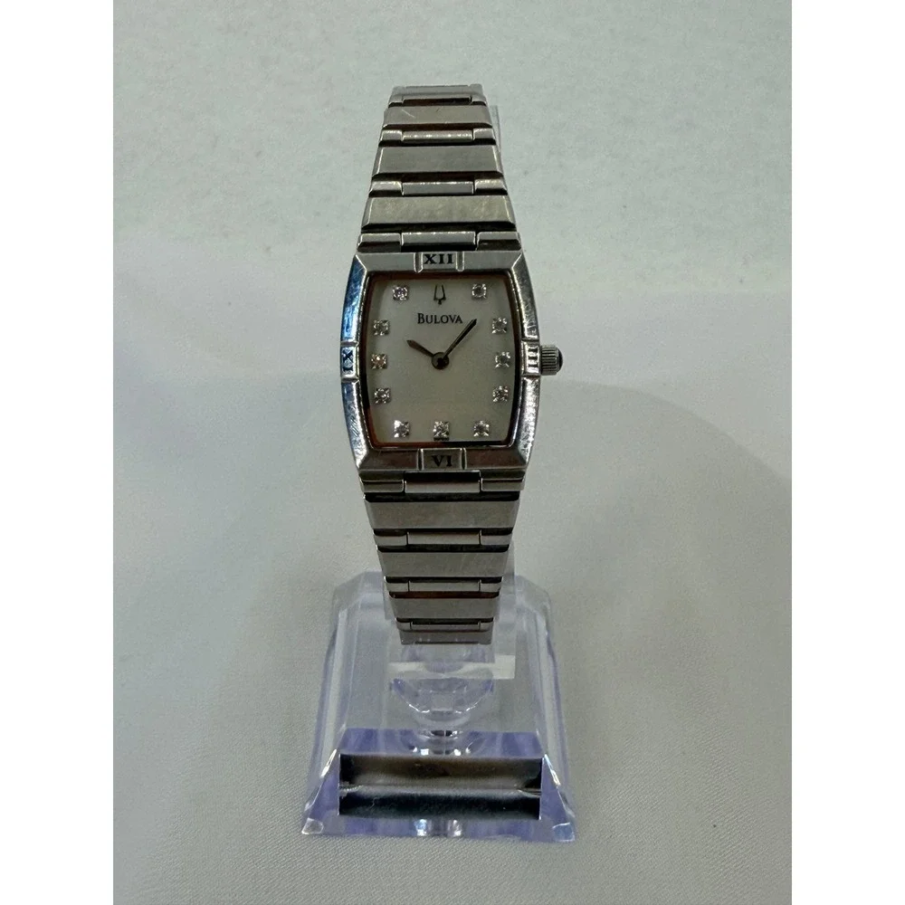 Bulova Womens Diamond Accent Stainless Steel Watch Silver Tone C8671383